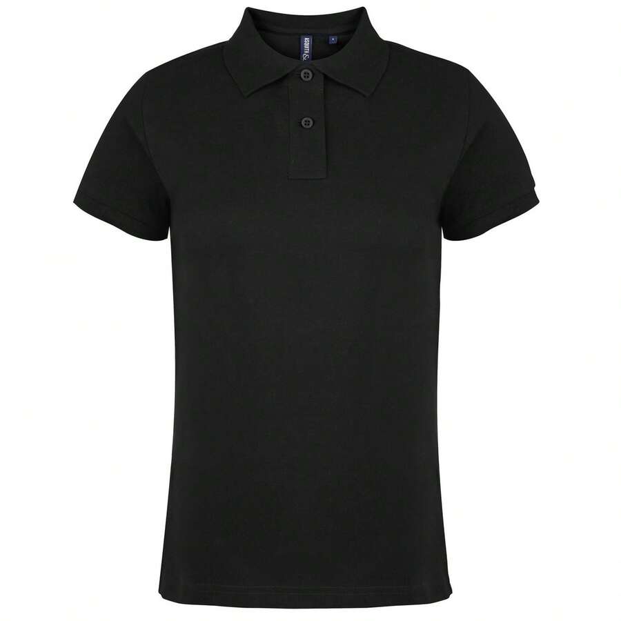 Roly Asquith & Fox Womens/Ladies Plain Basic Short Sleeve Polo Shirt/Top - Black - View 1