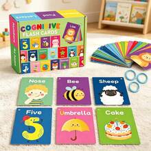 Kids Educational Flash Cards Set, Colors Shapes Numbers Body Parts Foods Animals Alphabet Learning Flashcards, Preschool Early Learning Flashcards For Toddlers Home Classroom - Multicolor - View 2