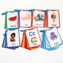 Lachilly Spanish Language Learning Flashcards 7 Themes Fruits Vegetables Food Animals Daily Activities Etc. Preschool Kindergarten Education Learning Cards Spanish Language Learning Materials - Multicolor - View 5