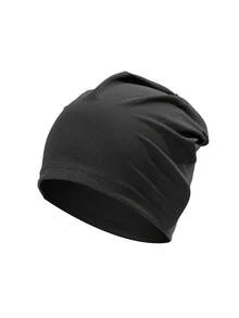 1pc Unisex Solid Color Elastic Pleated Beanie Liner Hat, Minimalist Basic Casual Neutral Commuter Style, Soft Pleated Texture Design On Sides, Classic Black White Gray Three Colors, High Elasticity Wide Brim Fits Most Head Sizes, Snug Fit And Non-Slip, Soft And Breathable Fabric, Suitable For Home Sleep Hat, Outer Hat Liner, All Season Wear, Unisex, Perfect For Home Relaxation And Daily Layering, Lightweight And Breathable, Multi-Piece Set For Easy Rotation And Washing - Multicolor - View 8