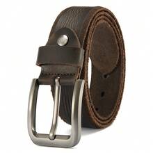 1.57‑Inch Handmade Leather Cowboy Belts For Men,Red Brown Belt,Alloy Pin Buckle,Y2K Belt,Halloween&Fall/Winter Accessories - A - View 1