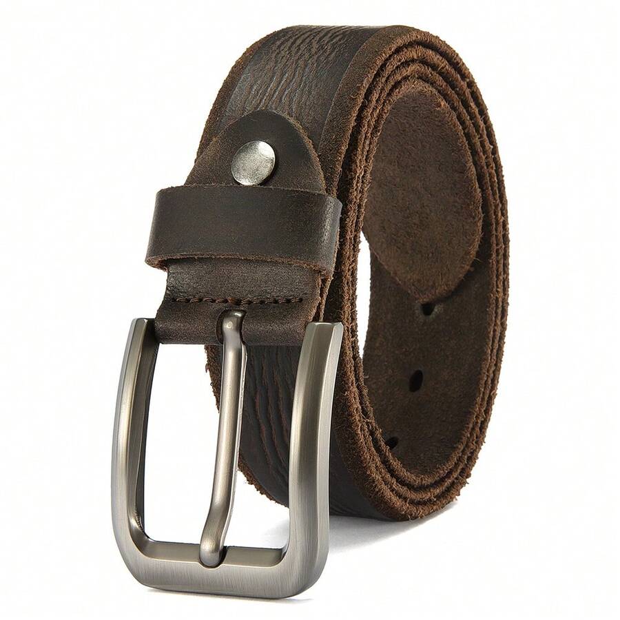 1.57‑Inch Handmade Leather Cowboy Belts For Men,Red Brown Belt,Alloy Pin Buckle,Y2K Belt,Halloween&Fall/Winter Accessories - A - View 1