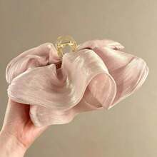 1pc 13CM Large Cloud-Shaped Hair Clip, Made Of Shiny Satin Material With Large Bow, Elegant And Sweet Style, Simple And Generous Women's Hair Accessory - View 7