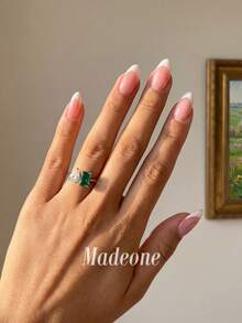 MADEONE 1pc Zirconia Water Drop Square Ring, Women's Jewelry, Lightweight Luxury Accessory, Suitable For Girls' Birthday, Date, Party And Other Occasions As A Gift - Style 1 - View 3