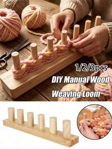 1/2/3pcs Manual Wooden Weaving Loom, Suitable For Hand Weaving, Knitting And Crochet, Multi-Functional Textile Tool, Can Make Thick Blankets, Scarves And More, No Electricity Required, Easy To Operate, Hand Weaving Machine - Multicolor - View 1