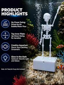 1pc Dancing Skeleton Aquarium Bubbler Fish Tank Ornament (Without Air Pump, Please Don't Buy If You Mind) - Happy Aquarium - View 2