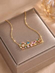 1pc Women's Copper Inlaid Colorful Cubic Zirconia Cute Sweet Ferris Wheel Pendant - Ferris Wheel Necklace - View 4