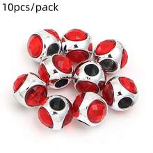 10pcs/Pack Zinc Alloy Three-Sided Rhinestone Large Hole Beads 11mm Elegant Palace Style Colorful Spacer Beads For Bracelet Necklace Keychain Phone Pendant Handmade DIY Earring Hair Accessory Jewelry Findings - Three-sided Rhinestone Beads - View 15