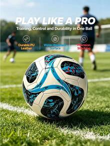1pc Size 5 Standard Soccer Ball, Indoor & Outdoor Use, Competition Training, Gift Inflatable PU Leather Multi-Color Team Sports Football (Football Shipped Deflated) - Blue - View 2