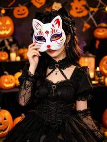 1/3/6 Pcs Therian Mask DIY Blank White Cat Fox Animal Half Face Mask Halloween Masquerade Cosplay Party Mask - DIY Mask - View 5