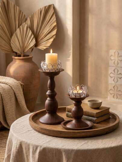 Affordable Uxury Wood Grain Iron Candle Holder, Modern Minimalist Nordic Candlestick, Ideal For Home Decor, Room Decoration, Parties & Holidays, Office Styling, Living Room Accents, Gifts For Halloween, Christmas, Holidays, Birthdays, Friends