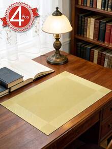 1-12pcs Gold PVC Rectangular Placemats, Minimalist Style Coffee Cup Coasters, Washable, Easy To Clean, Wipeable, Non-Slip, Heat Resistant, Suitable For Room Decor, Table Decor, Home Decor, Party Decor, Suitable For Holidays, Parties, Gatherings, Birthdays, Weddings, Gifts, Presents, Dinners, Outdoor, Picnics. - Multicolor - View 8