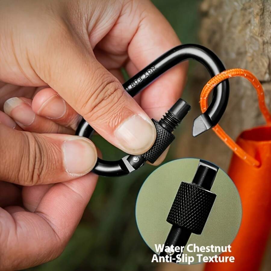 1/3/6pcs D-Ring Threaded Locking Carabiner, Suitable For Backpacks, Water Bottles, Keychains, Camping, Hiking, Fishing, Travel, Luggage And Outdoor Gear, Spring Gate Hook Quick Connect, Bag Accessories, Sports Equipment, Daily Carry, Summer Activities, Practical Tools - Multicolor - View 1