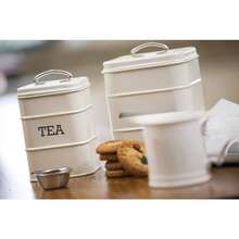 11 * 17 Cm Metallic Tea Caddy, Compact Storage Box For Tea Supplies, Ornamental Kitchen Piece For Counter‑Top Storage Arrangements. - Beige - View 2