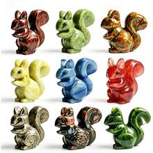 1pc Natural Crystal Squirrel Carving, Handcrafted Mineral Decor For Home, Christmas, Halloween, Thanksgiving, Holiday Decoration & Gift - Multicolor - View 2