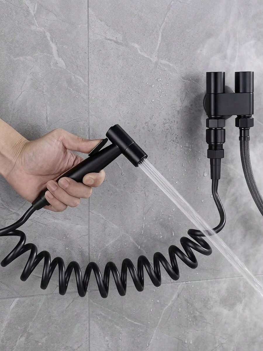 6-Piece Modern 2-In-1 Bidet Sprayer For Bathroom, Toilet, Shower, Kitchen, Wall-Mounted With High-Pressure Spray And Dual Control Modes, Includes T-Valve, Retractable Hose And Bracket, Ideal Gift Choice