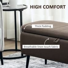 Linen-Look 92 X 31cm Storage Ottoman - White On-Site - Dark Brown + Polyester - View 5