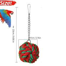 1pc Colorful Cotton Rope Ball Bird Toy, Hanging Rope Ball Chew Foraging Toy - Suitable For Cockatiel, Parakeet, Lovebird, African Grey, Macaw, Conure And Other Bird Species - Fits All Bird Cages And Play Stands - View 14