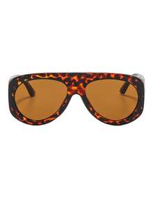 1 Pair Women's Bean-Shaped One-Piece Aviator Frame Rivet Decor Fashion Glasses - Multicolor - View 2