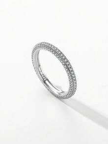 MODIAN New 925 Sterling Silver Luxury Eternity Band Rings For Women Sparkling Clear CZ Wedding Engagement Band Fine Jewelry - Silver - View 4