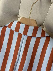 New Spring/Autumn Striped Print Elegant Fashion Women's Blazer - Coral Orange - View 5