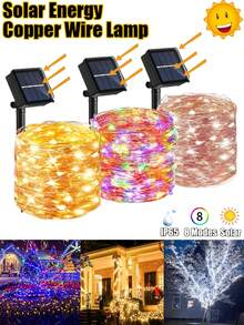 1PC Solar Fairy Light String -32M/22M/17M/12M/7M Outdoor String Light, DIY Copper Wire Material, Waterproof Garden Light, 8 Flashing Modes, Suitable For Gardens, Terraces, Trees, Weddings, Camping, Parties, Parties,Fences,Christmas,Holiday Decoration - Solar String Light - View 3