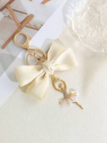 1pc New Creative Personalized Ballet Girl Pearl Bow Pendant Bag Phone Case Keychain Charm Women's Keychain - Multicolor - View 3