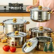 LAISONWARE 5-PC Golden Stainless Steel Pot Set - Multi-Function Saucepans For Holiday Cooking | All Cooktop Compatible & Dishwasher | Suit For Christmas & Thanksgiving Feast - View 13