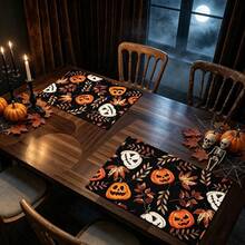 1/4/6pcs Halloween Series Pumpkin & Maple Leaf, Branch Pattern Printed Placemats, Heat Resistant Table Protector For Home Kitchen/Dining Table, Party Scene Decoration - Multicolor - View 4