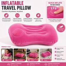 1pc Portable Inflatable Travel Pillow, Foldable Lightweight Camping Pillow, Compact Bed & Neck Support Pillow For Backpacking, Hiking, Camping, Travel & Outdoor Use - Multicolor - View 1
