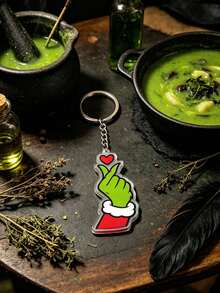 Splendor Fashion Christmas Bag Keychain, Double-Sided HD Printed Transparent Acrylic Gesture Decoration Delicate Hanging Decoration, Suitable For Backpacks And House Keys - Multicolor - View 1