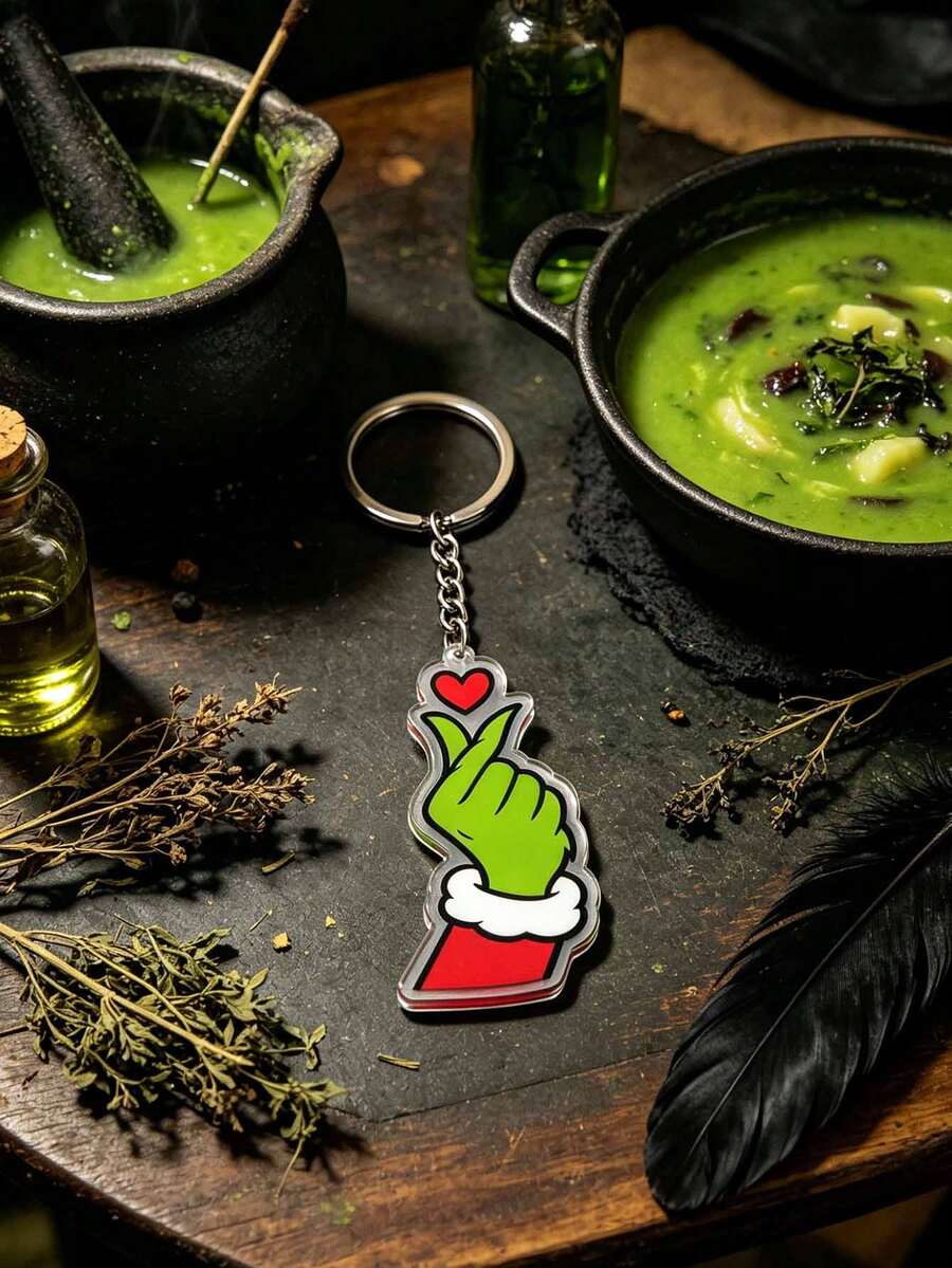 Splendor Fashion Christmas Bag Keychain, Double-Sided HD Printed Transparent Acrylic Gesture Decoration Delicate Hanging Decoration, Suitable For Backpacks And House Keys - Multicolor - View 1