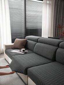 1PC Jacquard Elastic Protective Cover Suitable For All Seasons, Fashionable And Simple Anti Slip Sofa Cover, Washable, Pet Scratch Resistant, Suitable For Living Room, Bedroom, Dining Room, Outdoor, Suitable For L-Shaped 1/2/3/4 Seat Sofas - Dark Grey - View 7