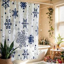 1pc Christmas Snowflake Shower Curtain, Vintage Design, Waterproof Bath Curtain, Suitable For Bathtub Partition, Bathroom Decor And Bathroom Accessories, Includes 12 Hooks - Multicolor - View 8