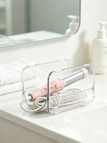 Transparent Curling Iron Storage Rack With Hair Dryer Cable Tie, Stackable Desktop Flat Iron & Curler Organizer, Bathroom Vanity Hair Tool Storage Box, Heat-Resistant Anti-Scald Hair Styling Tool Organizer. Transparent & Visible, Multi-Layer Stackable, Can Store Curling Irons & Flat Irons, Cable Organized Without Tangling, Easy Access, Keeps Neat & Dust-Free. Suitable For Home Makeup Desk, Bathroom, Student Dorm Desk, B&B Hotel Makeup Area. - Multicolor - View 6