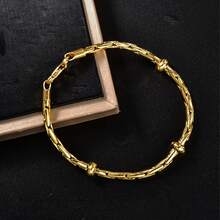 Classic Hip-Hop Street Style 18K Gold Plated Multi-Layer Copper Bracelet, Unisex, Suitable For Daily And Party Wear, Minimalist Gift Jewelry - Gold - View 5