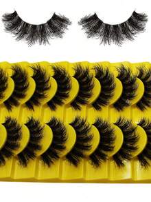 10 Pairs 3D Fluffy False Eyelashes, Create Thick And Voluminous Charming Eyes, Fluffy And Dense, Strip False Eyelashes, Eyelashes, False Eyelashes - Multicolor - View 5