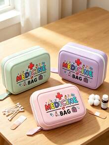 Pill Storage Box Set, MEDICINE BAG Print, 7-Day Twice Daily Large Capacity Pill Organizer, 14 Colorful Compartments, Reusable Travel Medicine Storage Bag, Suitable For Small Daily Items, Ideal For Health-Conscious And On-The-Go Users, Essential Medical Accessory - Multicolor - View 5