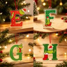The Grinch 52pcs Christmas Green Monster Acrylic Letter Pendants, 26 Styles Christmas Tree Hanging Decorations, Cross-Border Holiday Gifts - Multi-color - View 2