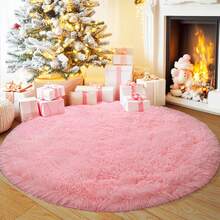 1pc Round Plush Soft Fluffy Rug - Modern Minimalist Polyester Indoor Carpet, Woven Knitted Rug, Suitable For Living Room, Bedroom, Game Room, Dorm, Sofa, Teen Room Decor, Study And Entertainment Area - Easy To Clean, Creates Cozy Ambiance - Black - View 17