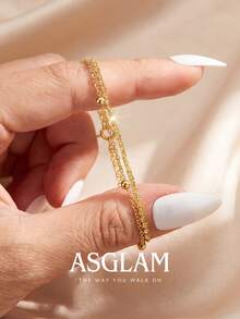 1pc Modern Double Layer Women's Bracelet, Suitable For Daily Wear, Party, Birthday, Anniversary Jewelry Gift - Style 9 - View 4