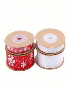 Christmas Decoration Plaid Ribbon, Snowflake Print Design, Suitable For Holiday Decor, Gift Wrapping, DIY Crafts And Sewing Projects; Perfect For Handmade Christmas Decorations, Home Decor, Room Decor, Winter Holiday Decor - One Size Fits All - View 7