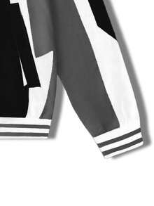 Y2K Vintage Racing Jacket Unisex Colorful Patchwork Print Zipper Flight Jacket Streetwear Speed Motorcycle Racing Jacket Retro Hip Hop Baseball Jacket - Grey - View 4