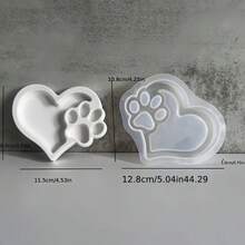 Heart-Shaped Cat Paw Storage Tray Mold, Resin Epoxy Mold, Plaster Storage Tray Mold, Aromatherapy Candle Holder Silicone Mold, Soft Tear-Resistant Silicone Material, Smooth Demolding, Suitable For Handmade DIY, Making Desktop Decor, Jewelry Storage Crafts - Multicolor - View 7