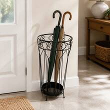 Iron Umbrella Stand For Entryway And Home Umbrella Organizer Holder Elegant Metal Design Storage Bucket Diameter 25x44 Cm - Black Heart - View 2