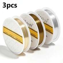 3 Rolls Jewelry Wire Set, 5m Per Roll, Fade Resistant, Jewelry Making Material - Fine Soft Flexible Beading & Wrapping Wire, Metallic Colored Wire, Suitable For Handmade, Art, Bracelet, Beading, Crafting, 0.5mm - Gold Silver Light Gold - View 9