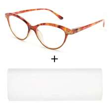 1pc Small Frame Cat Eye Reading Glasses, Leopard Print Design, Equipped With High-Quality Spring Hinges, Suitable For Women's Daily Reading Wear, Comes With High-Quality Eyeglass Storage Case - White - View 12