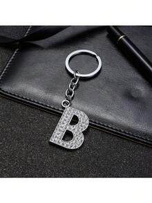 A-Z Initial Letter Keychain, Shiny Crystal Key Ring For Women, Best Friend Gift, Birthday Gift - Silver - View 5