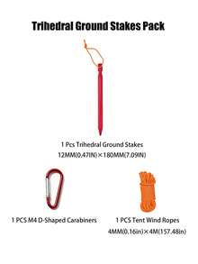 3PCS.6PCS. Triangular Aluminum Tent Stakes Set With Rope And Chain, Suitable For Camping - Multicolor - View 17