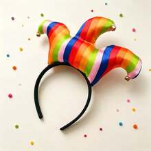 1pc/Set Halloween Funny Colorful Striped Clown Pointed Bell Headband, Party Costume Cosplay Headpiece, Holiday Photo Prop, Masquerade Ball Stage Performance Carnival Party Costume Accessory - Multicolor - View 11